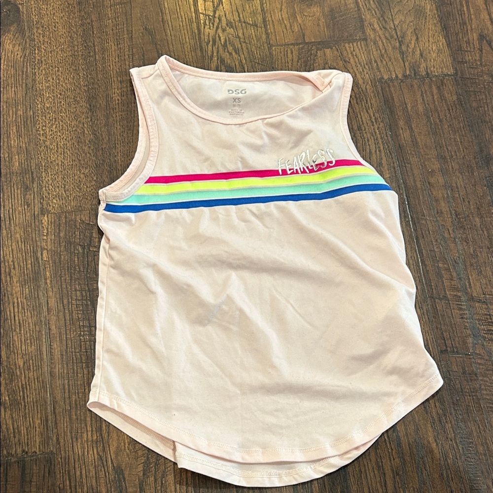 DSG Kids Tank Top - Pink with Rainbow Stripes
